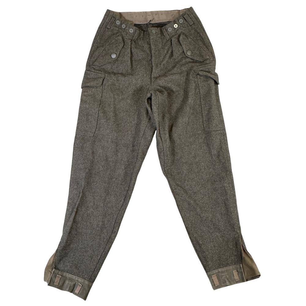 Swedish Military M1958 Wool Cargo Pants Field Grey Trousers Three Crown Buttons